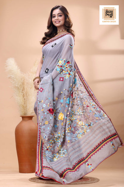 Half Tussar bullion Stitch Saree