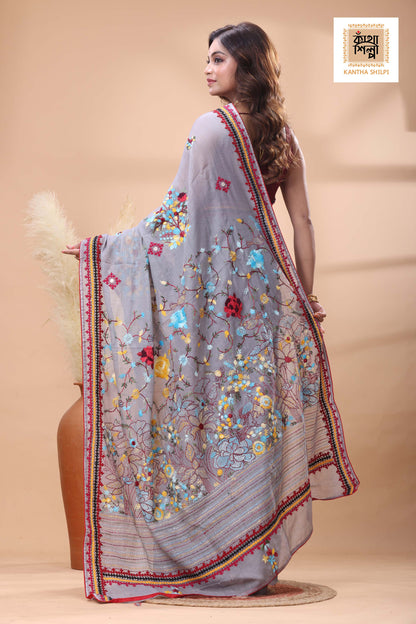 Half Tussar bullion Stitch Saree
