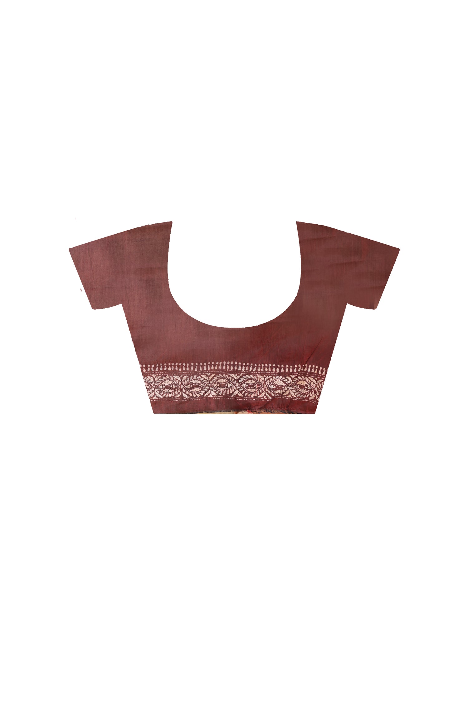 Maroon Color Bangalore Silk Beige Color Thread Work Kantha Stitch Saree