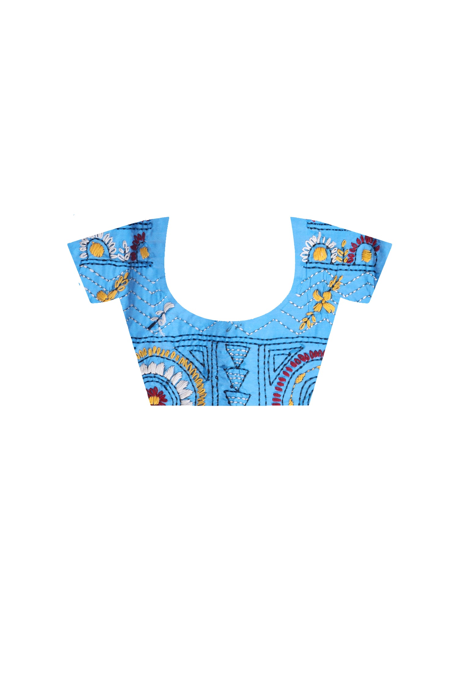 Blue Color Bangalore Silk Multicolor Thread Work Lambani Stitch Saree