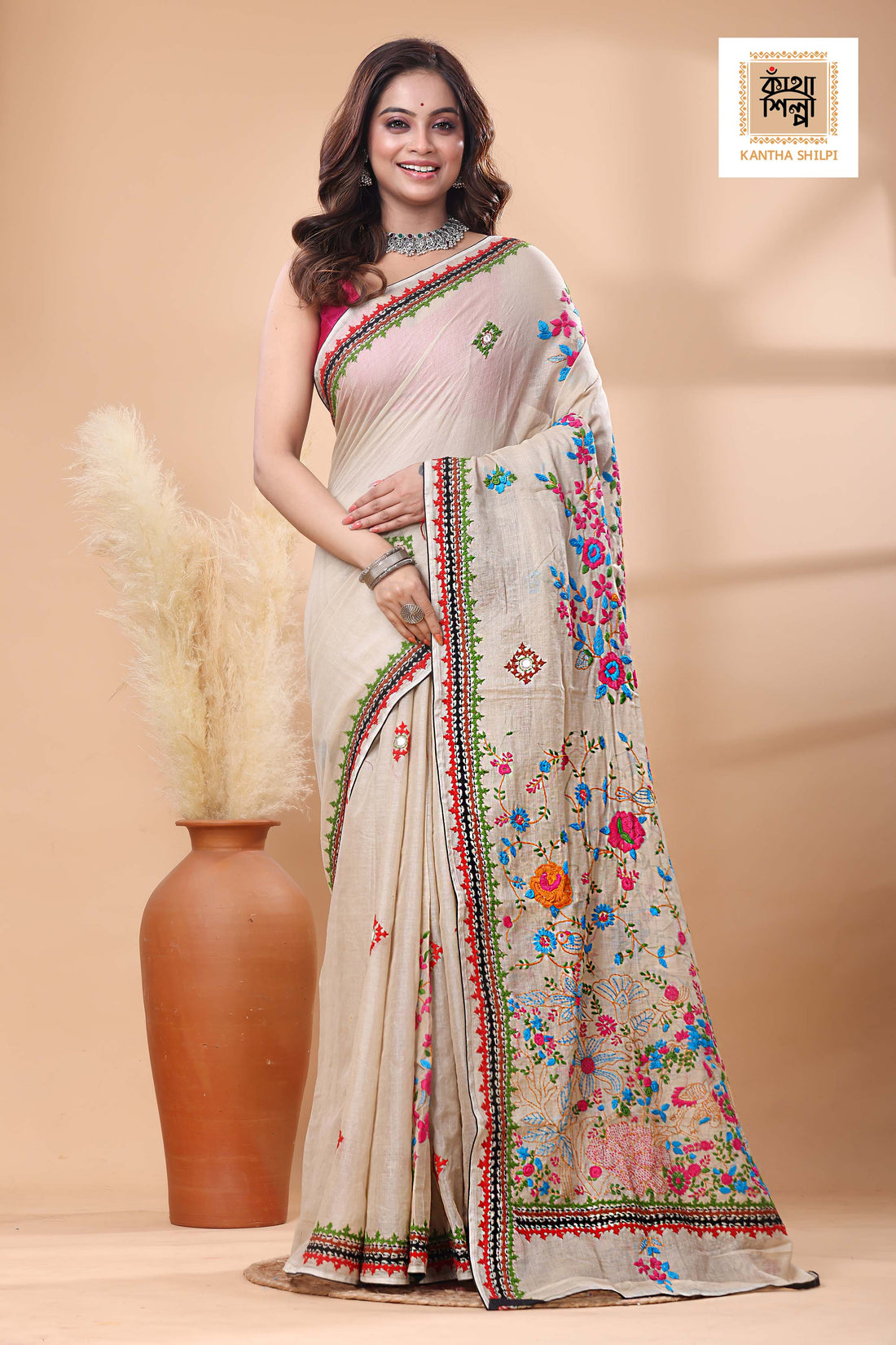 Half Tussar bullion Stitch Saree