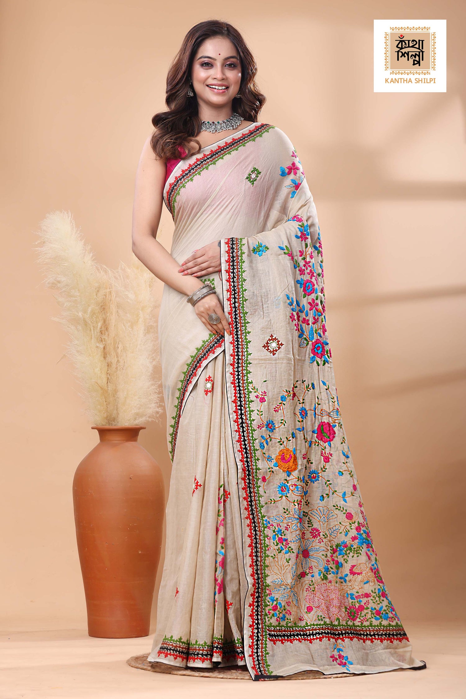 Half Tussar bullion Stitch Saree