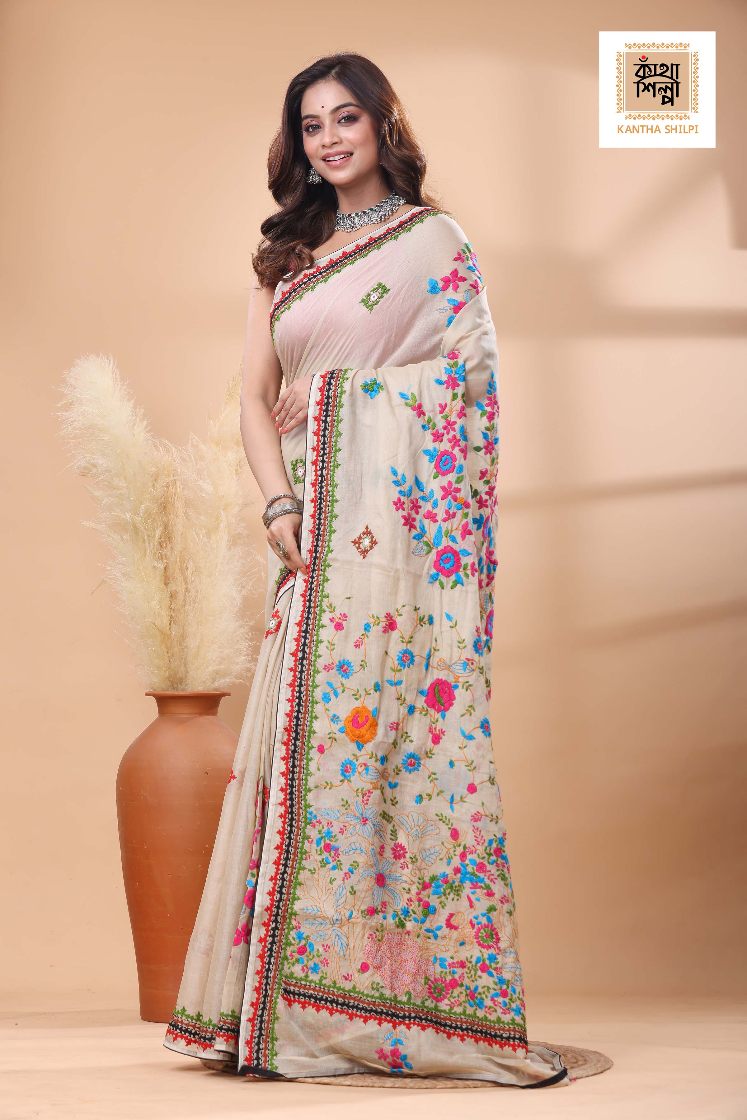 Half Tussar bullion Stitch Saree