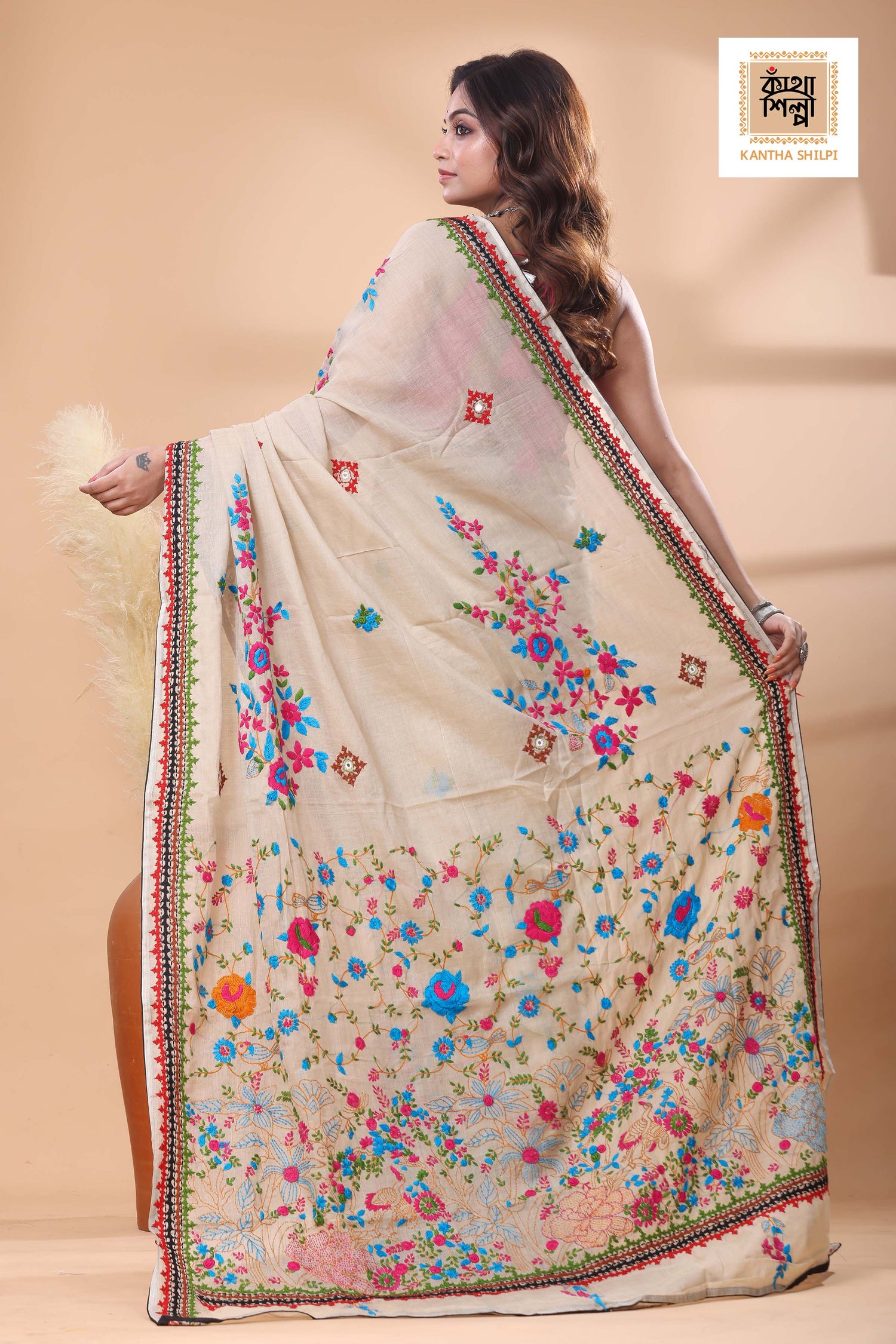 Half Tussar bullion Stitch Saree