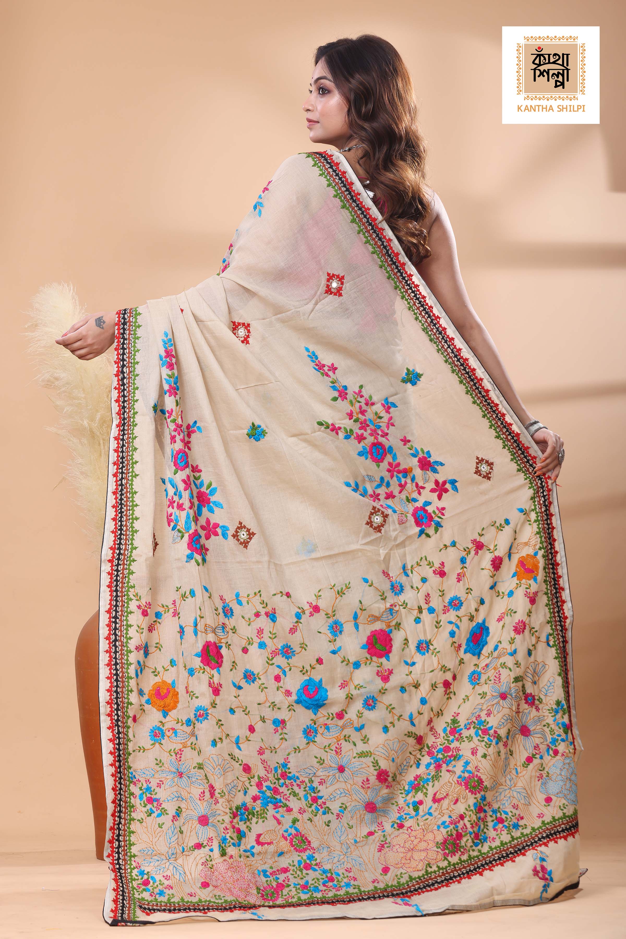 Half Tussar bullion Stitch Saree