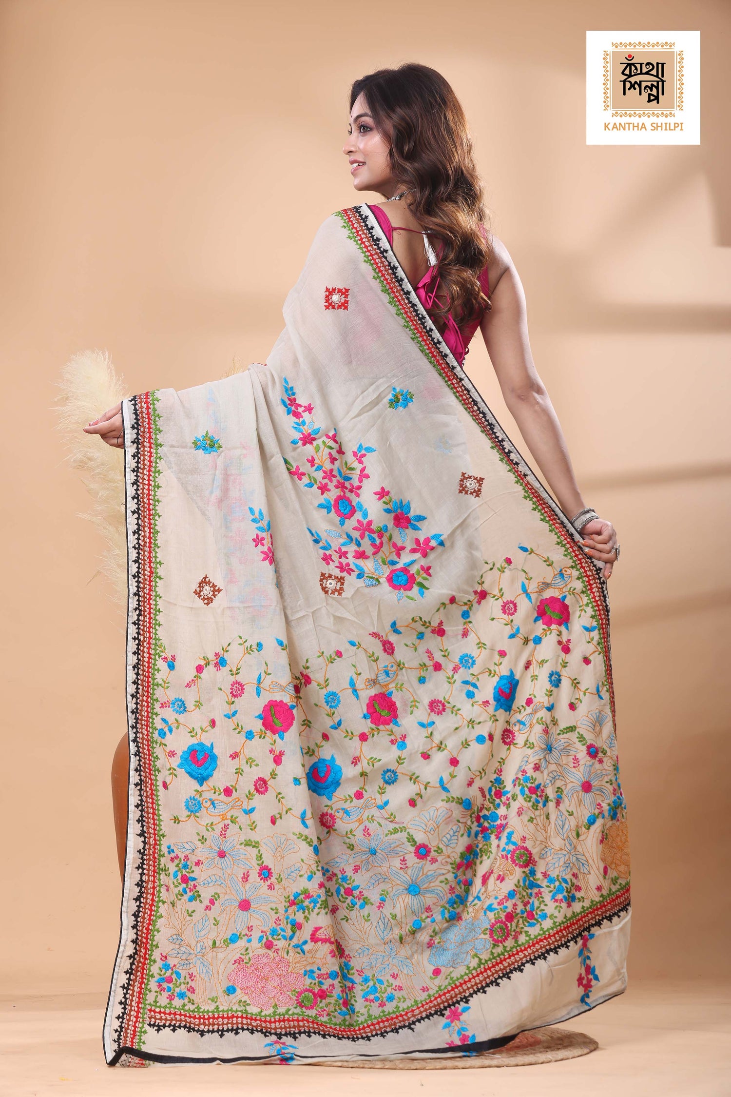 Half Tussar bullion Stitch Saree