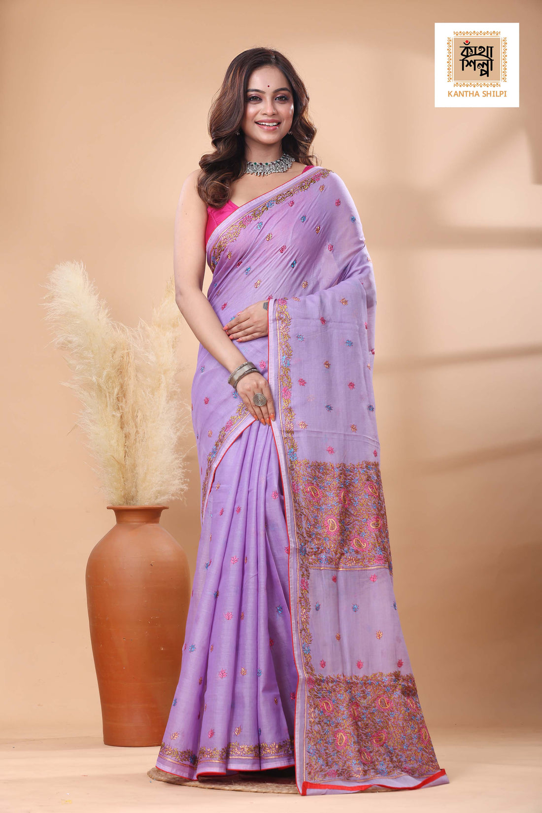 Half Tussar Kashmiri Stitch Saree