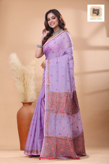 Half Tussar Kashmiri Stitch Saree