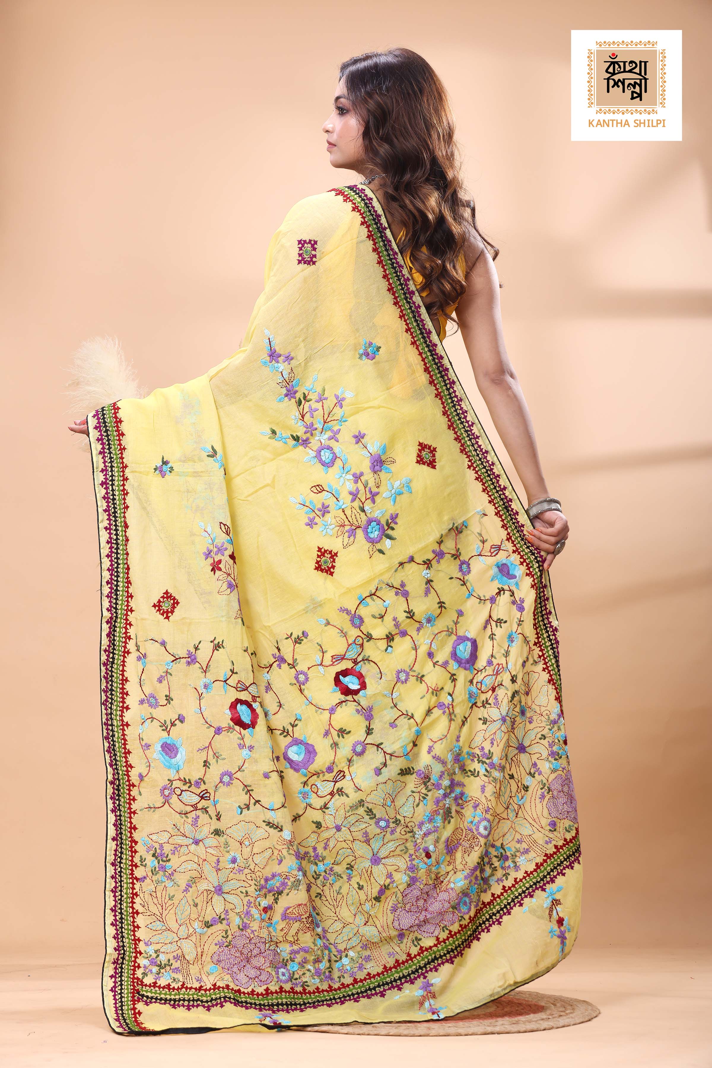 Half Tussar bullion Stitch Saree