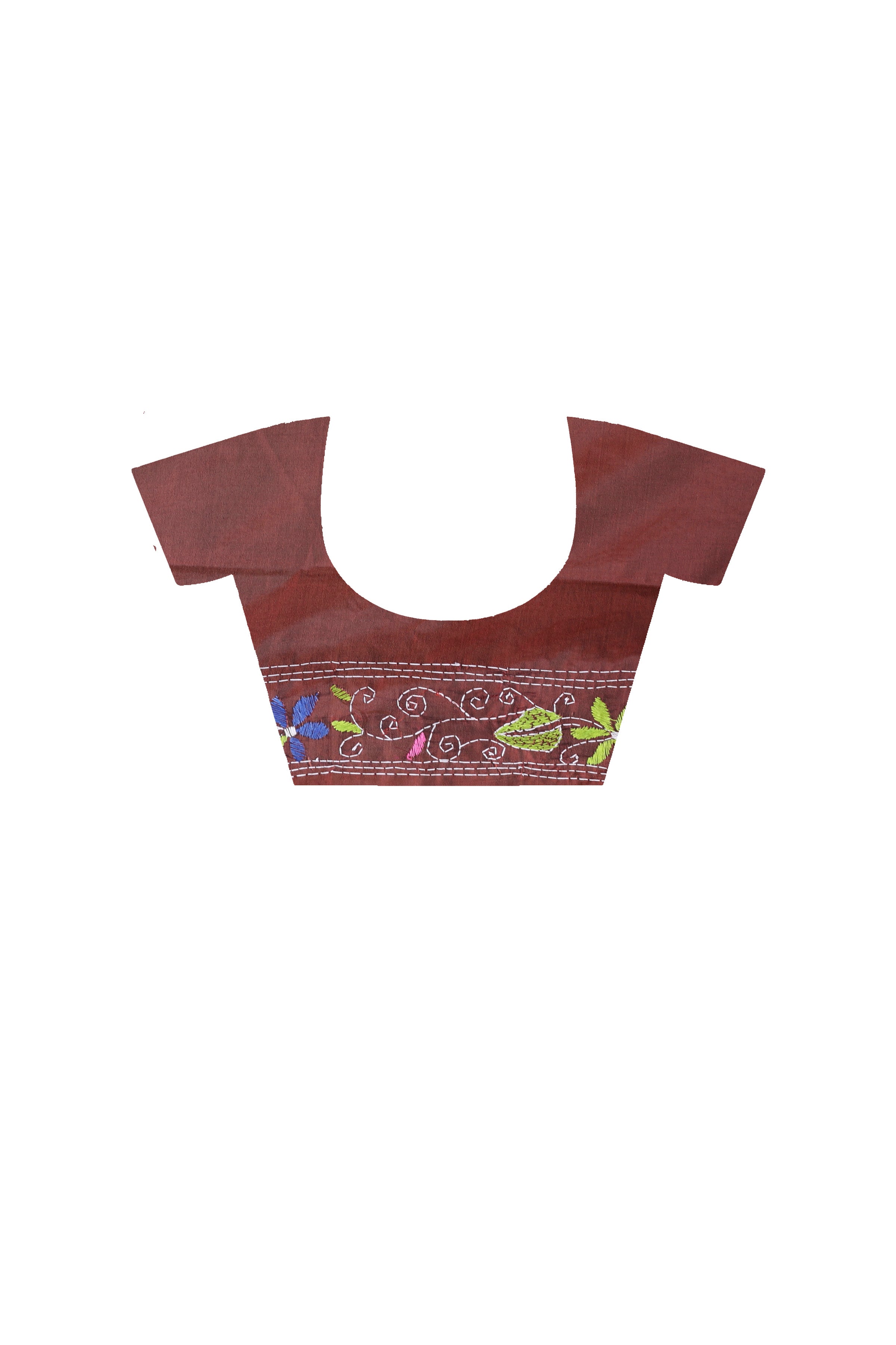 Maroon Color Bangalore Silk Multicolor Thread Work Kantha Stitch Saree