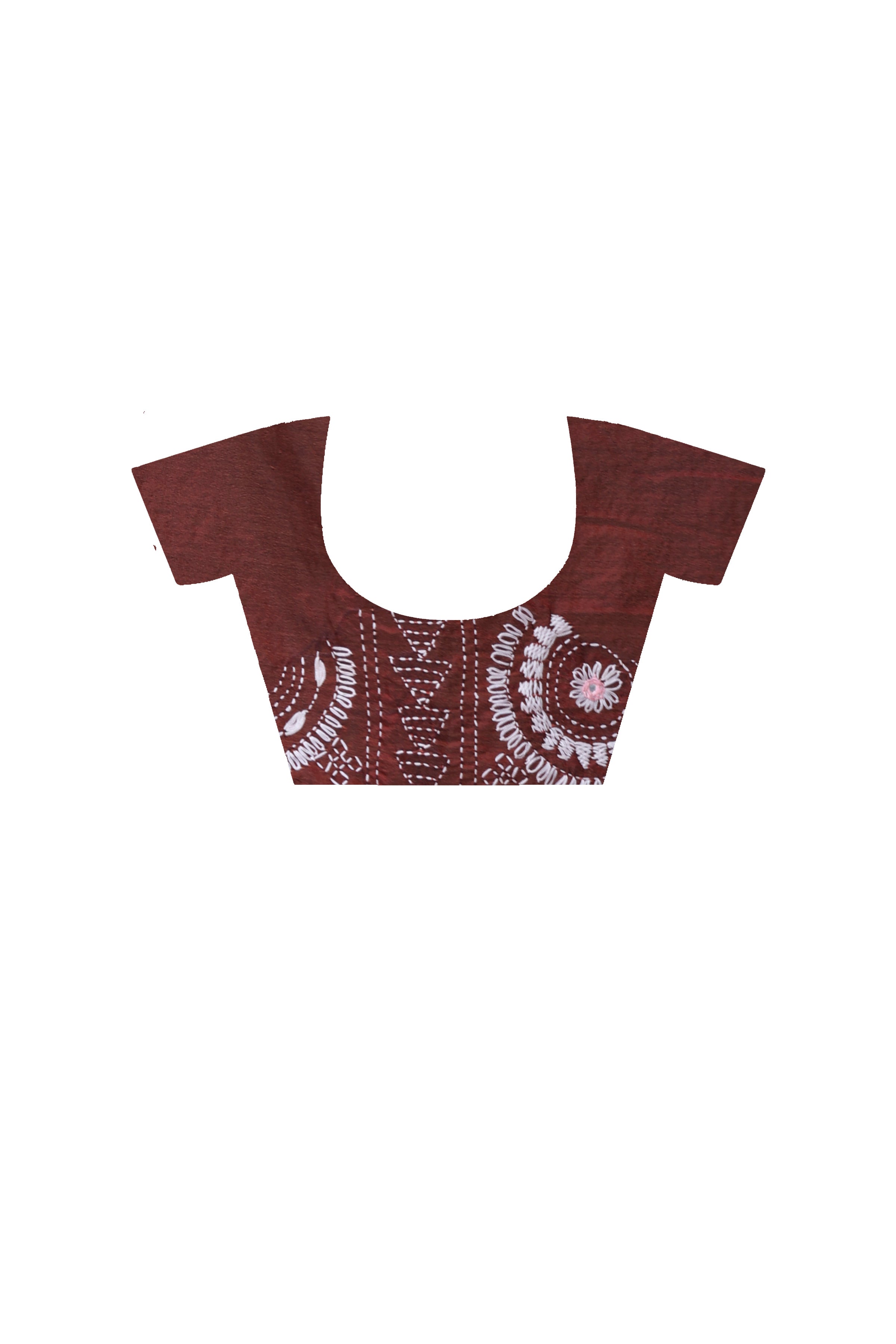 Maroon Color Bangalore Silk White Color Thread Work Lambani Stitch Saree