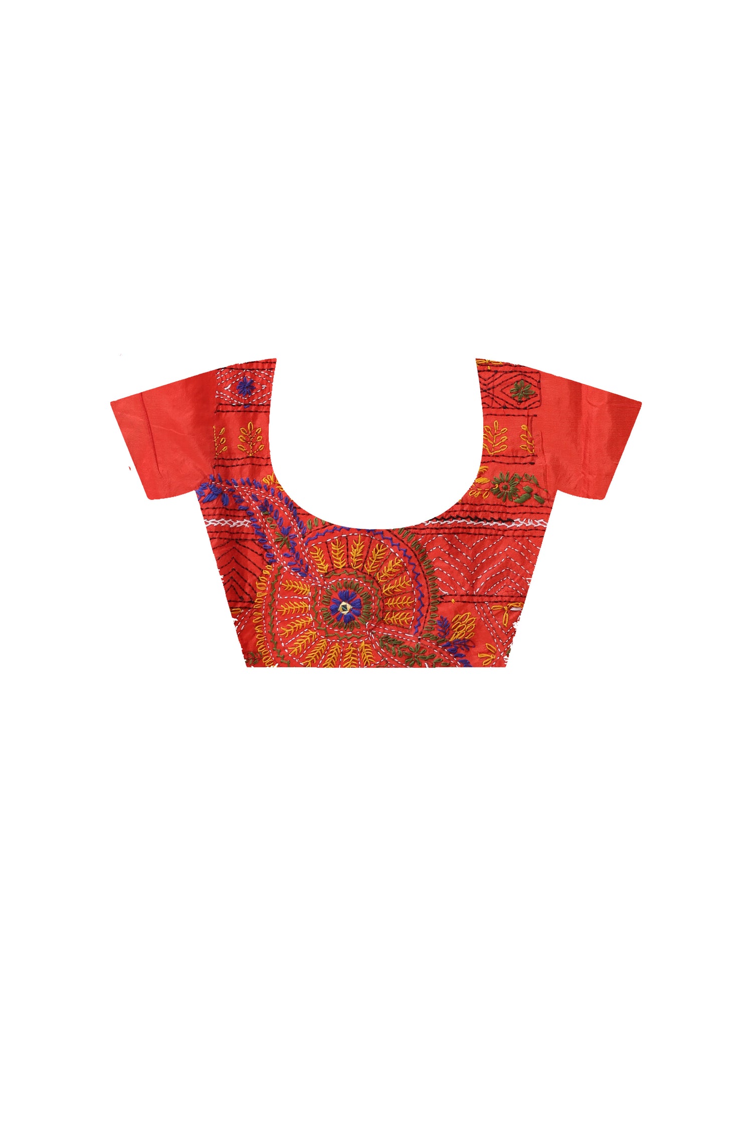 Red Color Bangalore Silk Multicolor Thread Work Lambani Stitch Saree