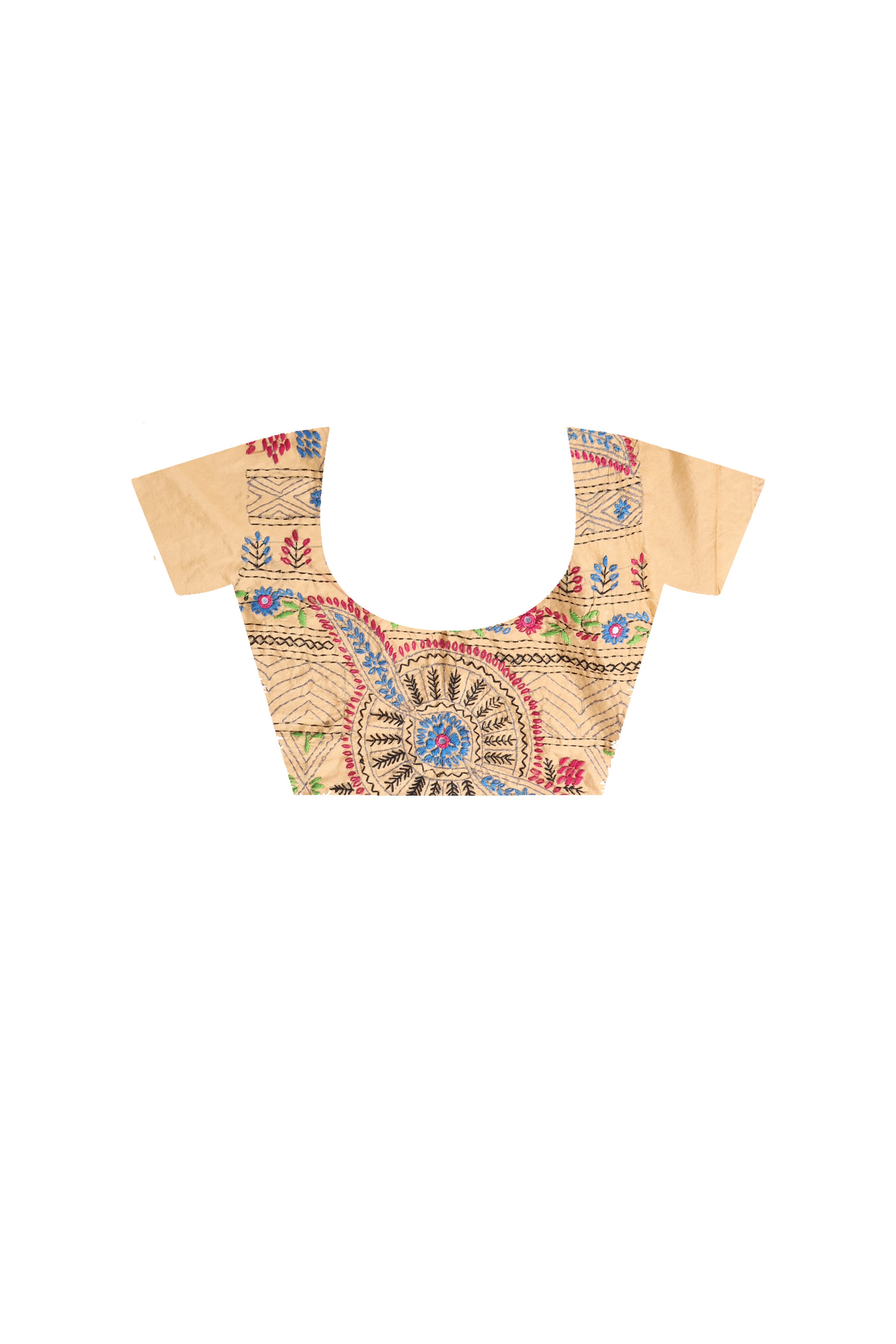 Beige Color Bangalore Silk Multicolor Thread Work Lambani Stitch Saree