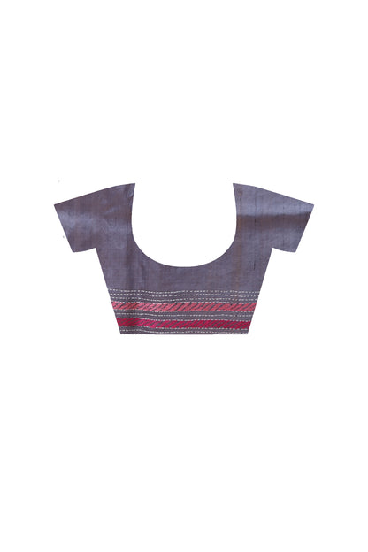 Pure Dye Murshidabad Silk with Multicolor Thread Work Kantha Stitch Saree