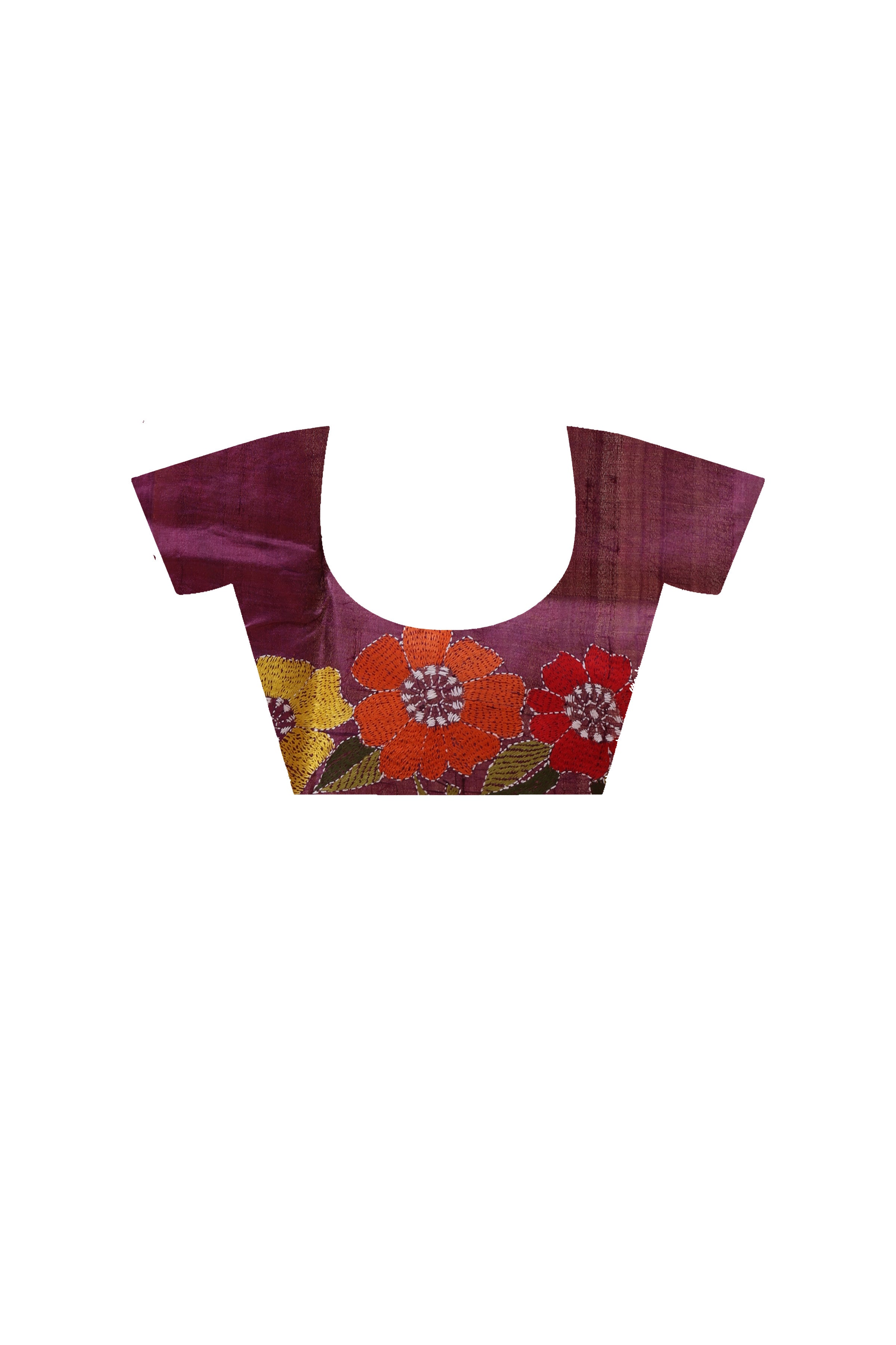 Pure Dye Gachi Tussar Multicolor Thread Work Kantha Stitch Saree