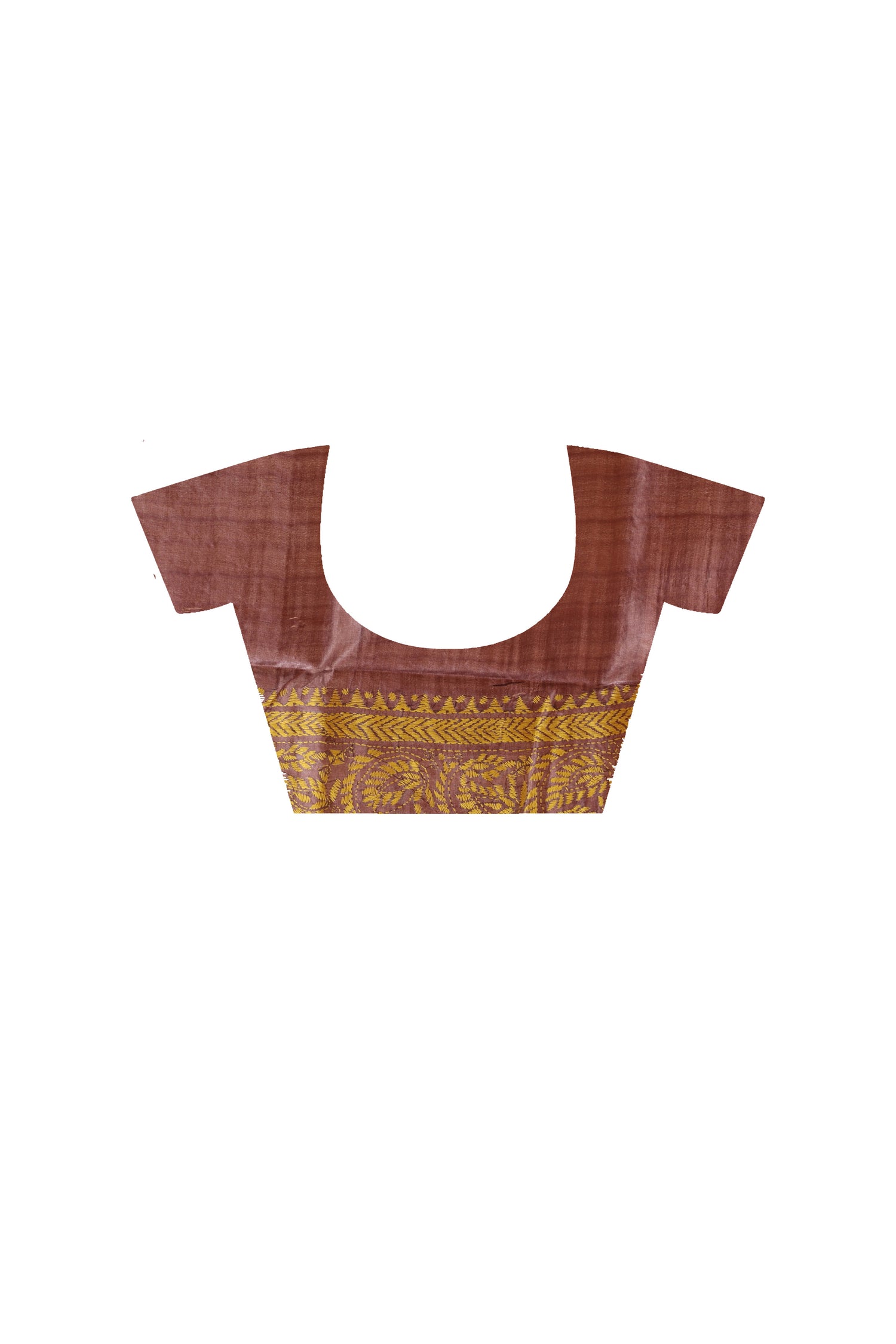Pure Dye Gachi Tussar Yellow Color Thread Work Kantha Stitch Saree