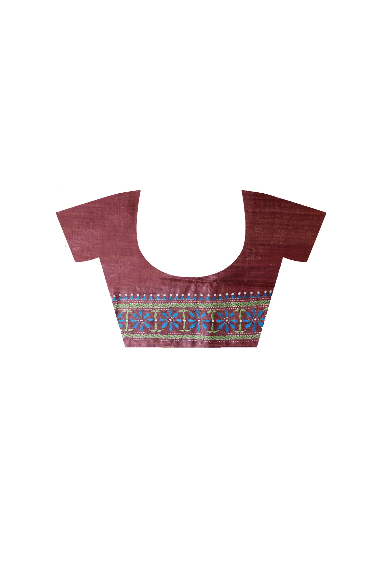 Pure Gachi Tussar Pink Color Thread Work Kantha Stitch Saree