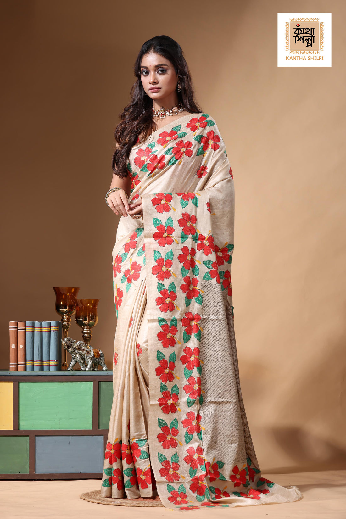 Pure Gachi Tussar Kantha Stitch Saree SN2630680