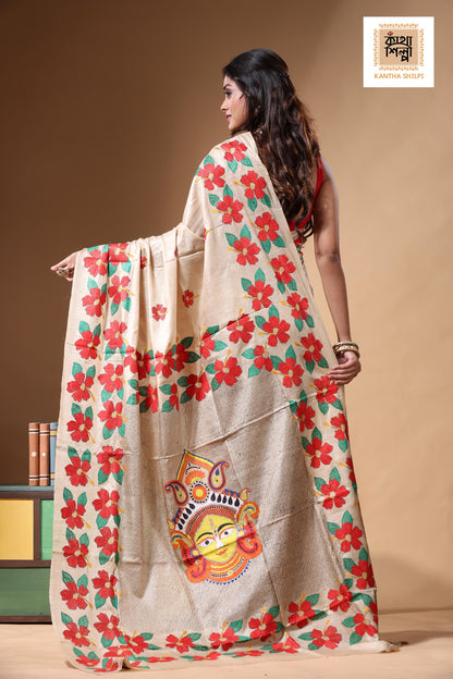 Pure Gachi Tussar Kantha Stitch Saree SN2630680