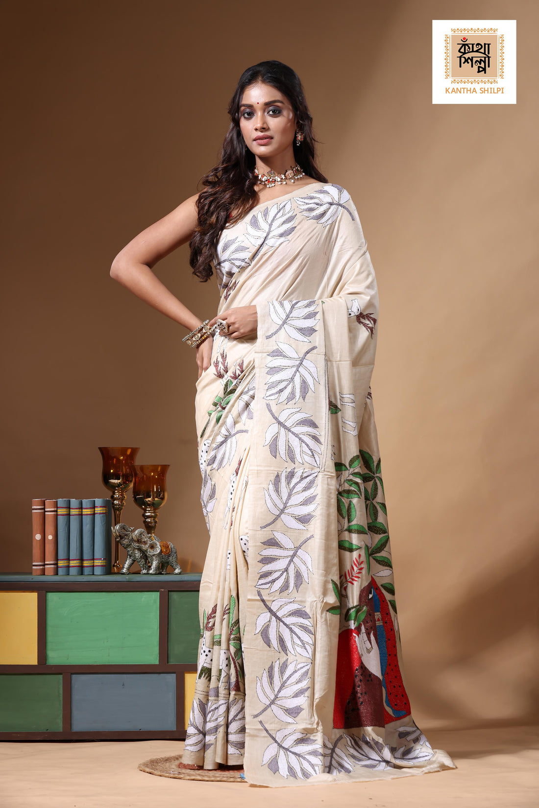 Pure Gachi Tussar Kantha Stitch Saree SN2630705