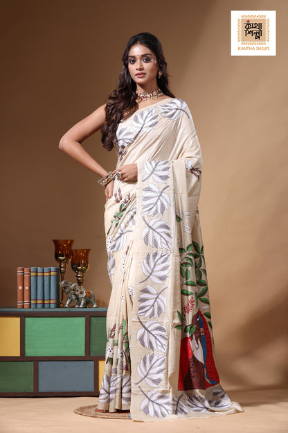 Pure Gachi Tussar Kantha Stitch Saree SN2630705