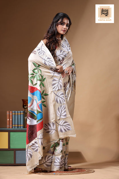 Pure Gachi Tussar Kantha Stitch Saree SN2630705