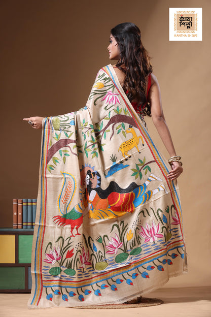 Pure Gachi Tussar Kantha Stitch Saree SN2630717