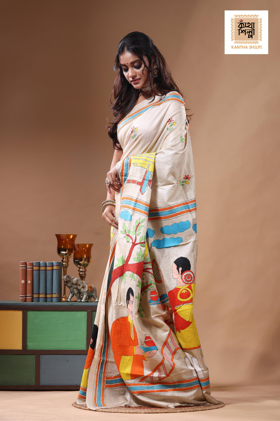 Pure Gachi Tussar Kantha Stitch Saree SN2630807