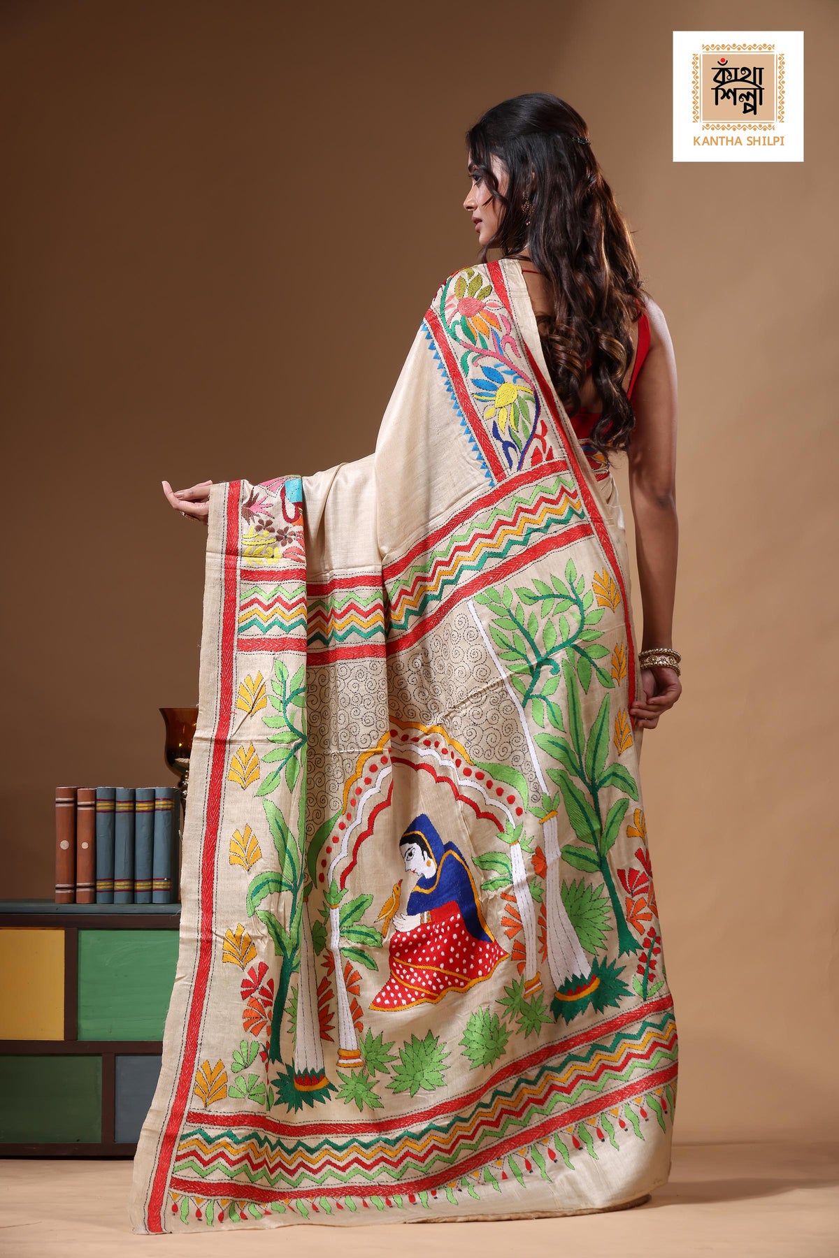 Pure Gachi Tussar Kantha Stitch Saree SN2630836