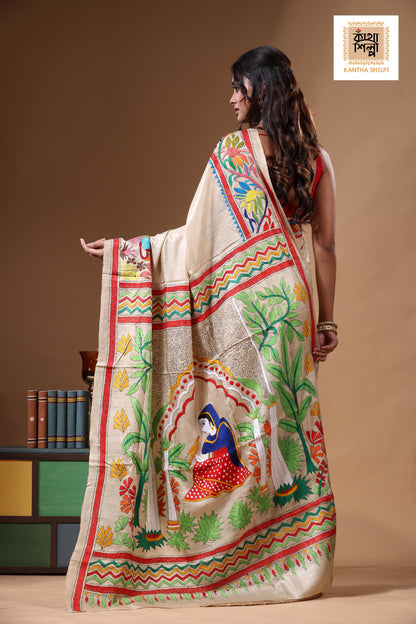 Pure Gachi Tussar Kantha Stitch Saree SN2630836