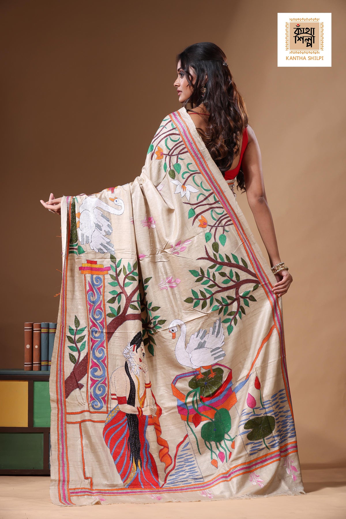 Pure Gachi Tussar Kantha Stitch Saree SN2630860