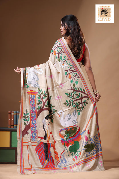 Pure Gachi Tussar Kantha Stitch Saree SN2630860