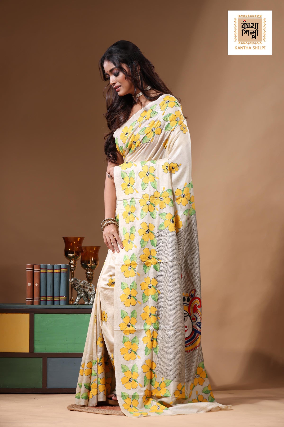 Pure Gachi Tussar Kantha Stitch Saree SN2630866
