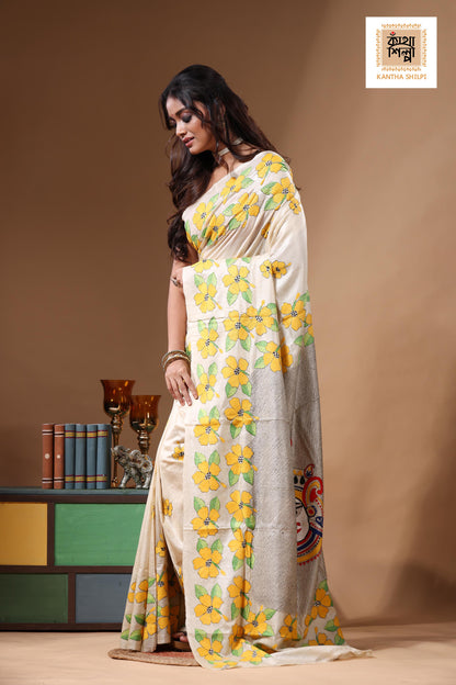 Pure Gachi Tussar Kantha Stitch Saree SN2630866