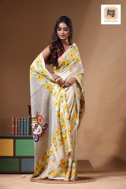 Pure Gachi Tussar Kantha Stitch Saree SN2630866