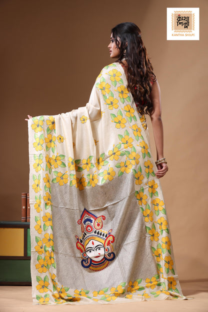 Pure Gachi Tussar Kantha Stitch Saree SN2630866