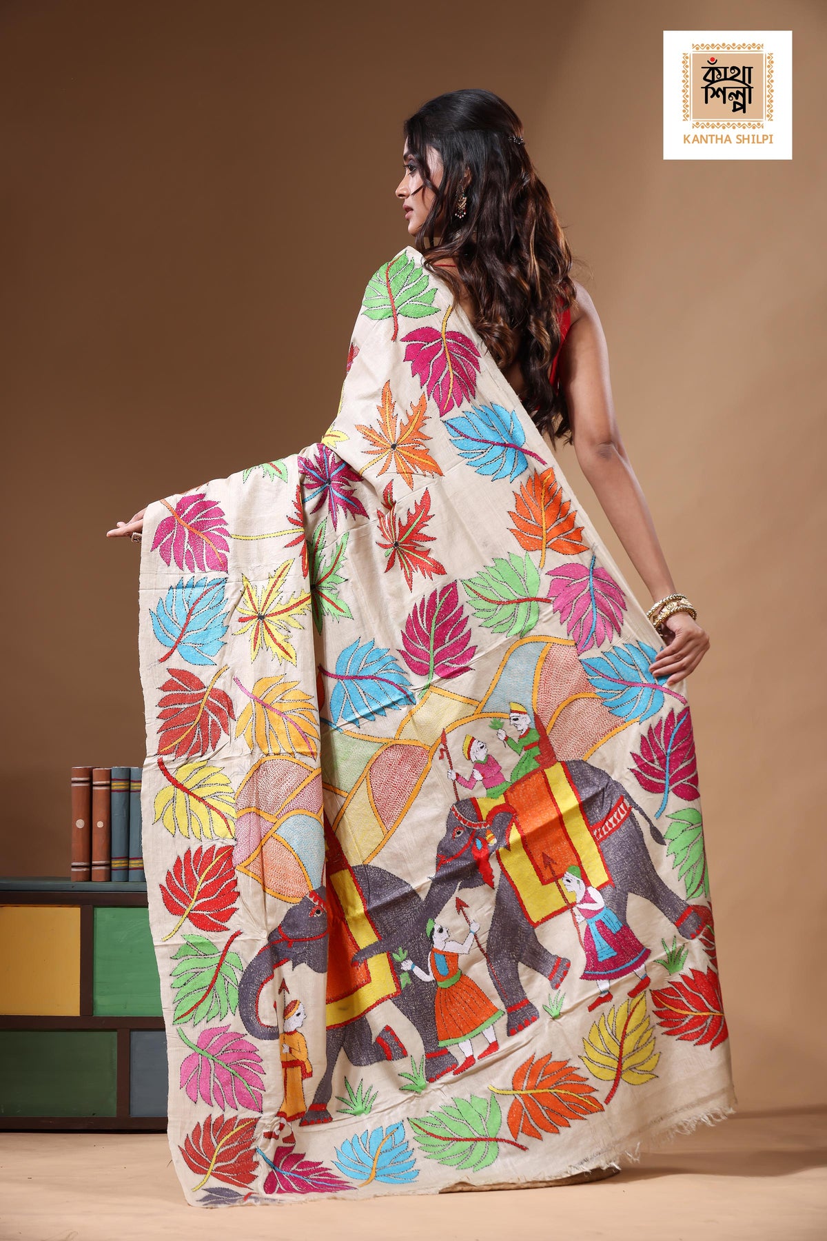 Pure Gachi Tussar Kantha Stitch Saree SN2630872