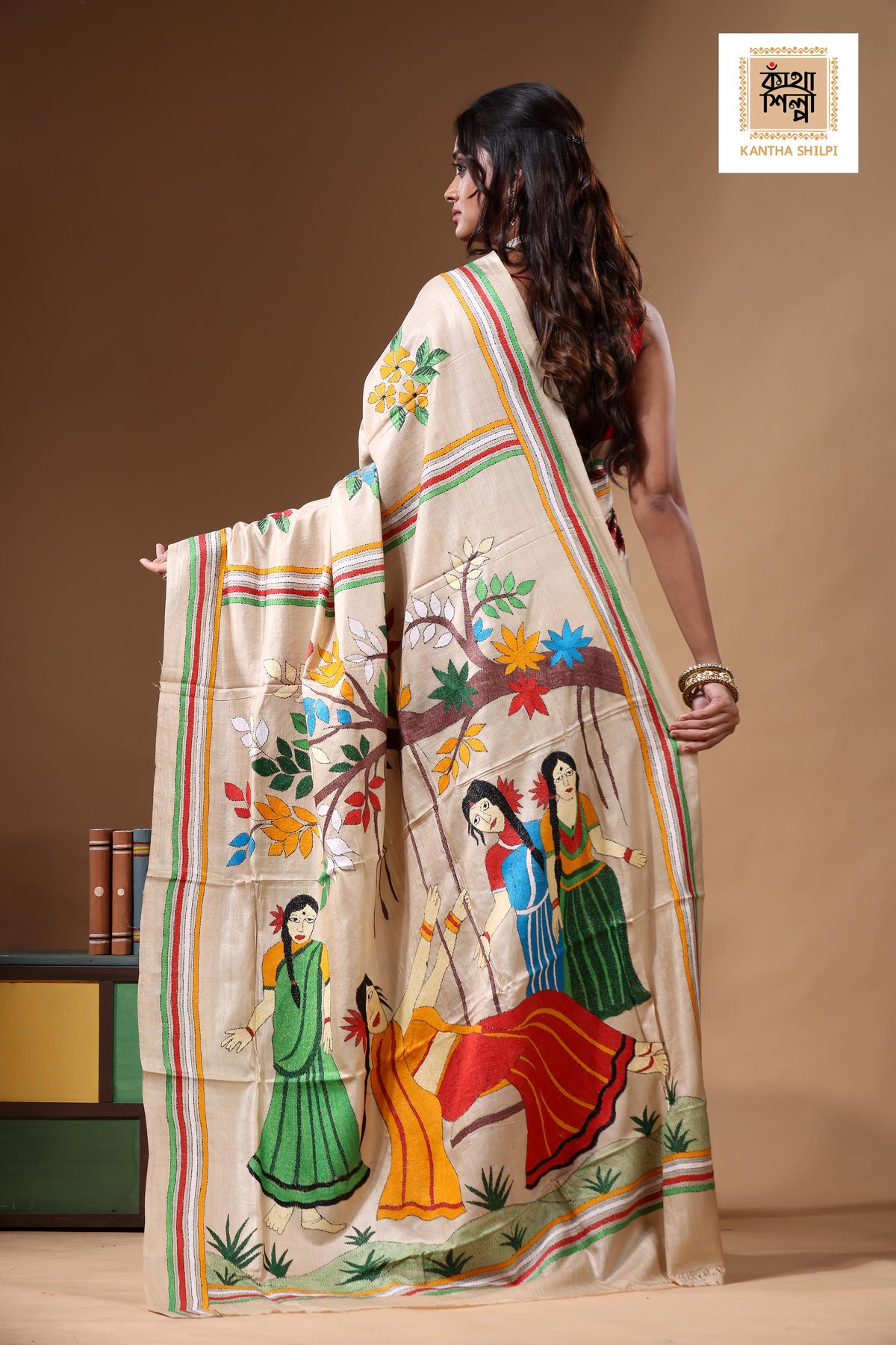 Pure Gachi Tussar Kantha Stitch Saree SN2630902