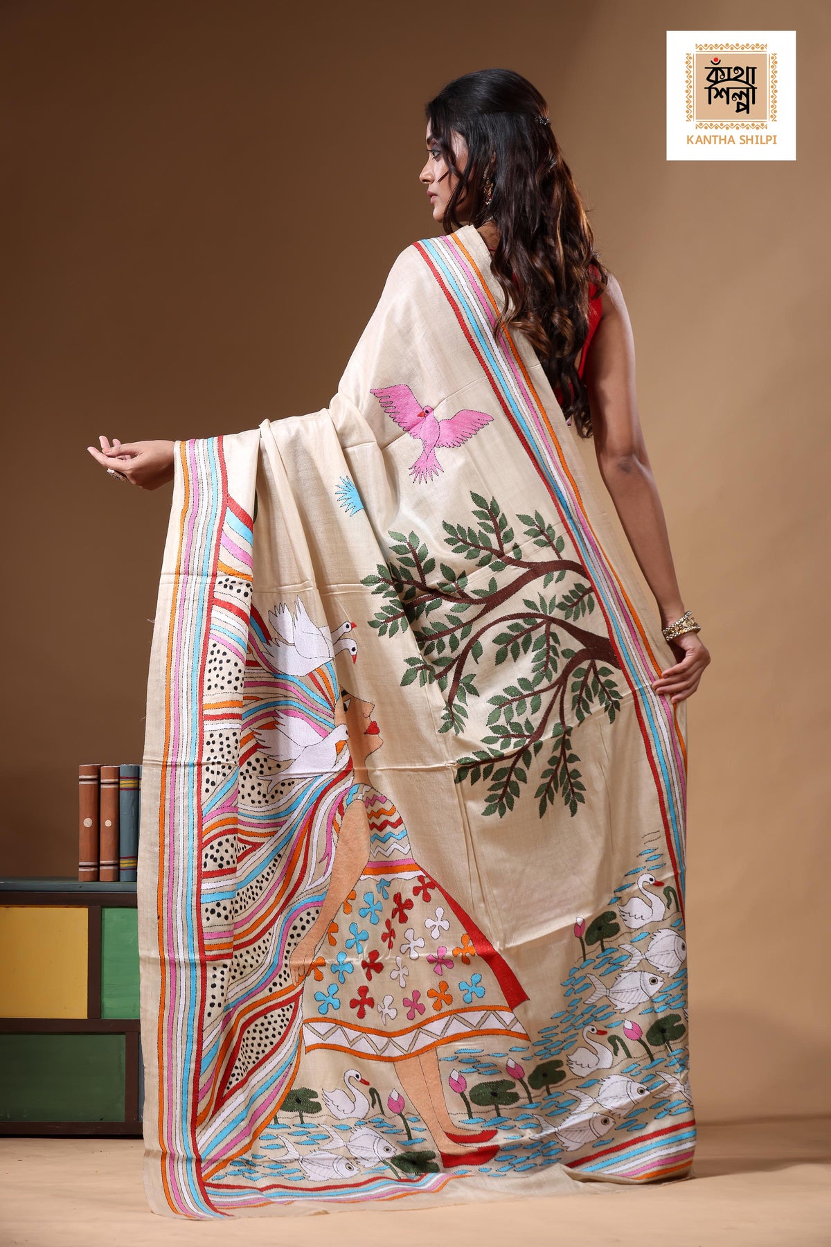 Pure Gachi Tussar Kantha Stitch Saree SN2630914