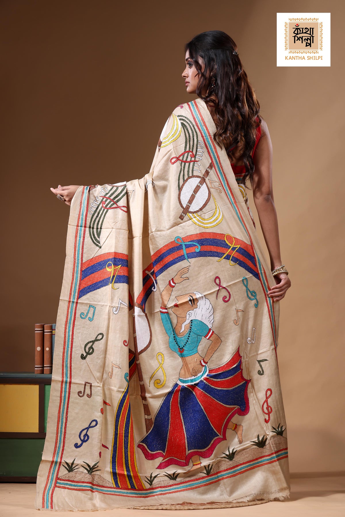 Pure Gachi Tussar Kantha Stitch Saree SN2630926