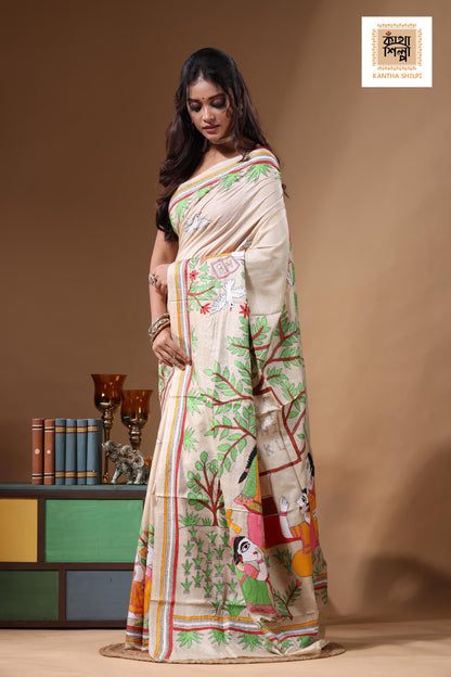 Pure Gachi Tussar Kantha Stitch Saree SN2631085