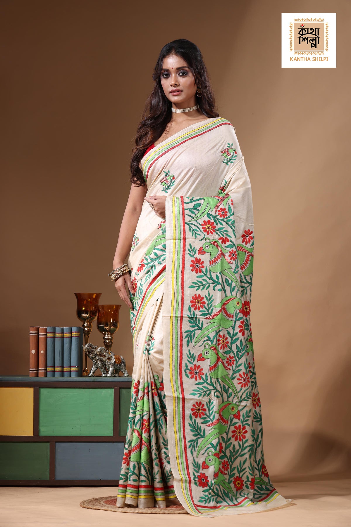 Pure Gachi Tussar Kantha Stitch Saree SN2631104