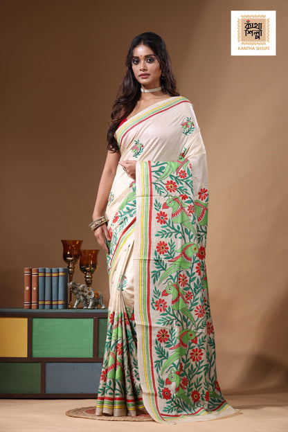 Pure Gachi Tussar Kantha Stitch Saree SN2631104