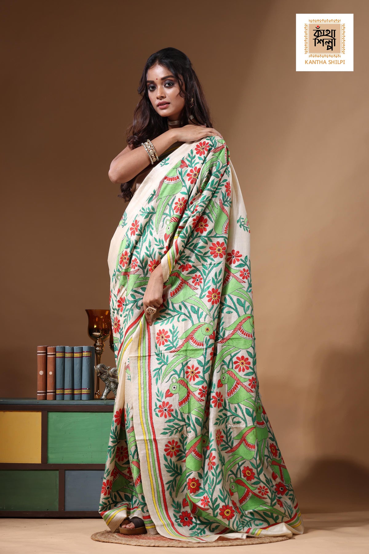 Pure Gachi Tussar Kantha Stitch Saree SN2631104