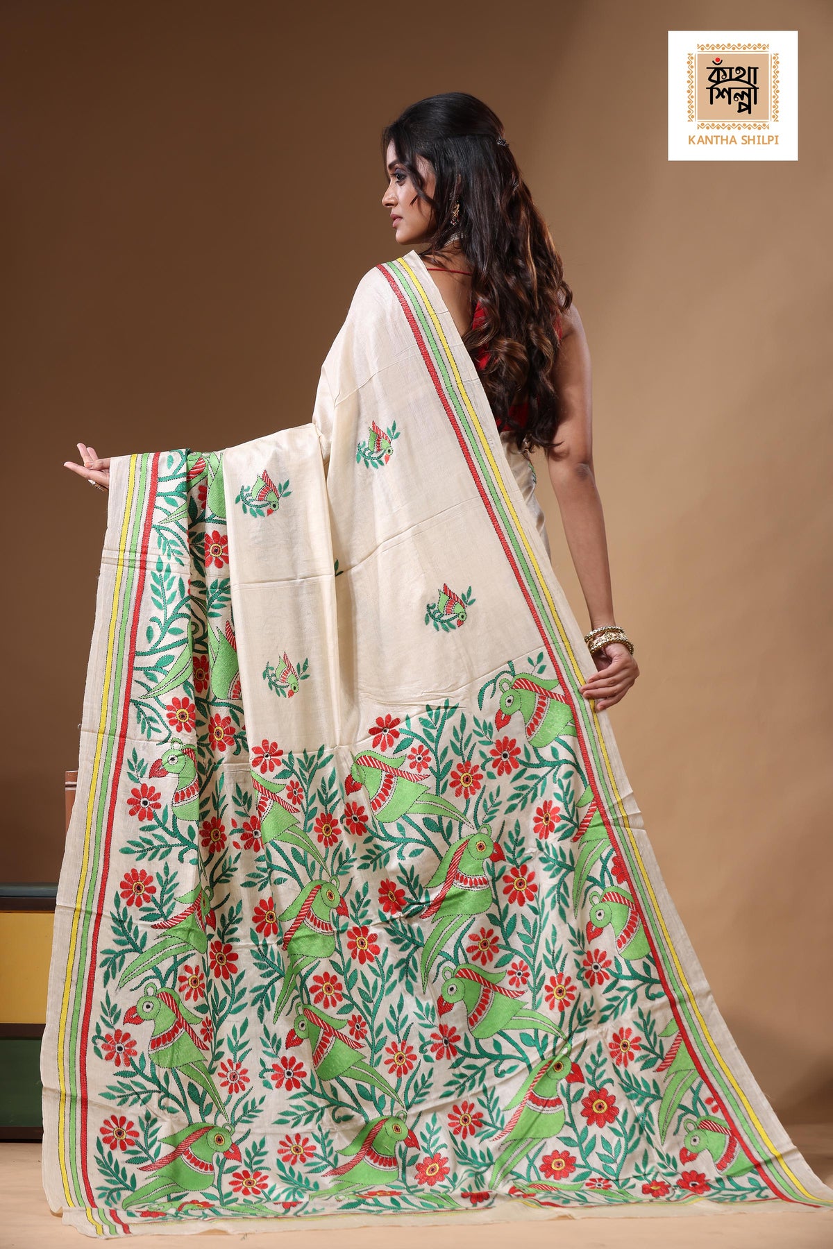 Pure Gachi Tussar Kantha Stitch Saree SN2631104