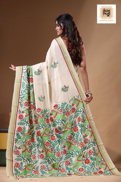 Pure Gachi Tussar Kantha Stitch Saree SN2631104