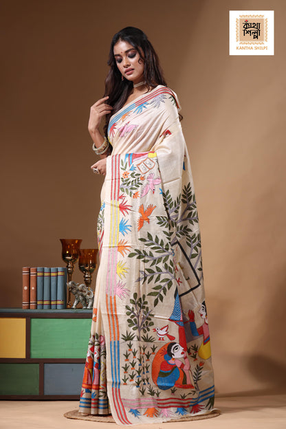 Pure Gachi Tussar Kantha Stitch Saree SN2631122