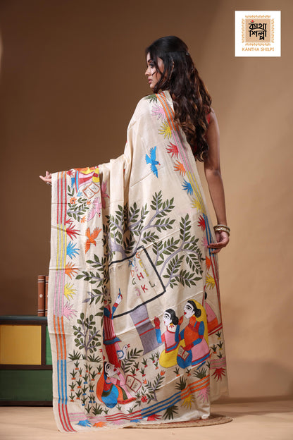 Pure Gachi Tussar Kantha Stitch Saree SN2631122