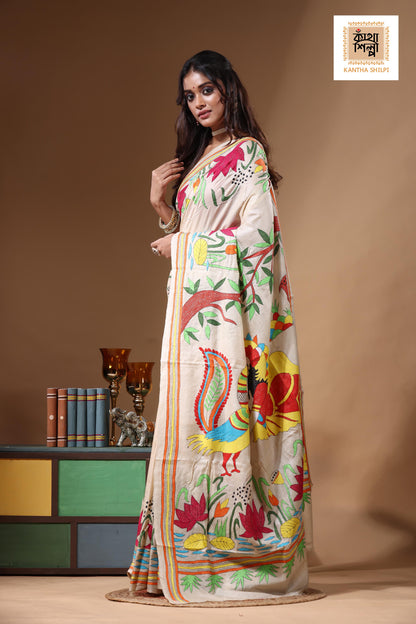 Pure Gachi Tussar Kantha Stitch Saree SN2631128