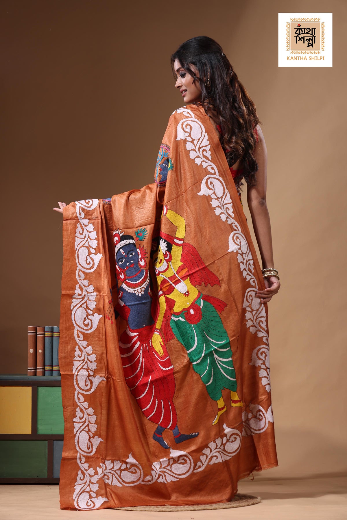 Dye Pure Gachi Tussar Kantha Stitch Saree SN2631134